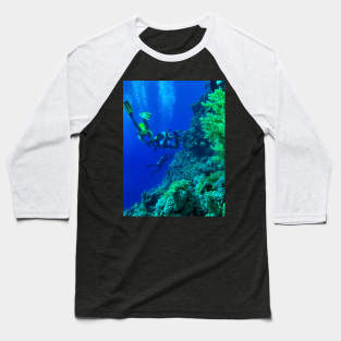 Coral reef and scuba divers Baseball T-Shirt